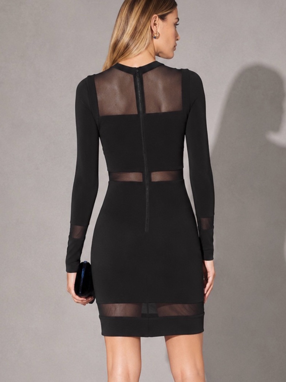 ALICE + OLIVIA Madie Black Mesh Panel Mini Dress Size 8 - Picture 6 of 10